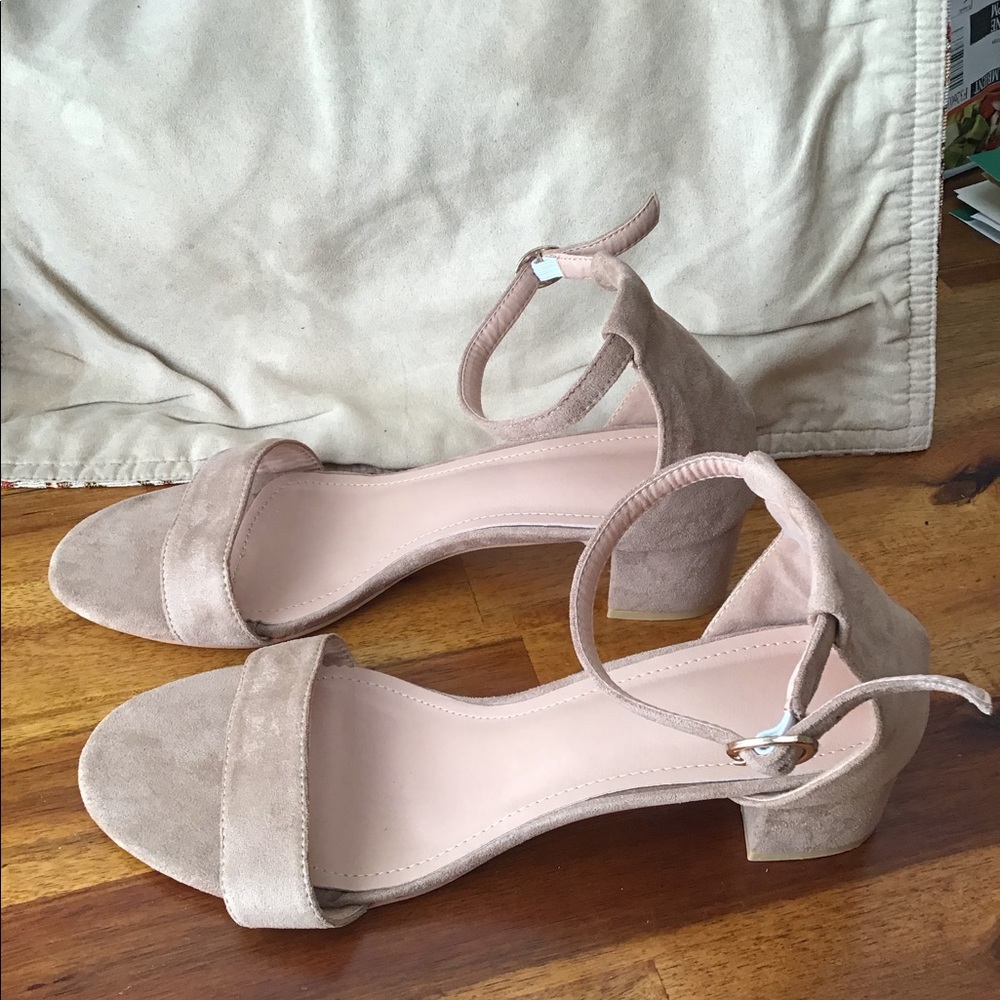 Beige block heels